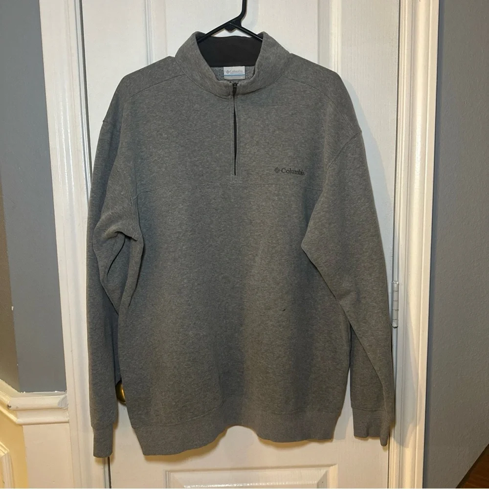 Columbia Sweater Mens XL Long Sleeve 1/4 Zip Pullover Gray Hiking‎ Golf Casual